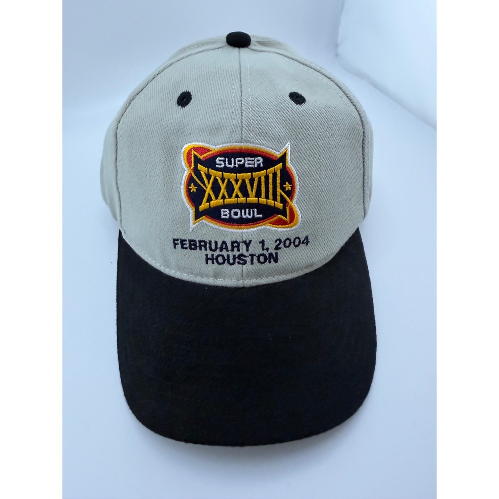 Reebok‎ Super Bowl XXXVIII 2004 Houston NFL Hat Two Tone Khaki Black Adjustable